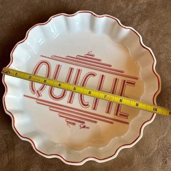 Saltera *Vintage* 1977 Himark Gourmet Kitchen Ceramic Quiche Dish, Red and White - Picture 9 of 10
